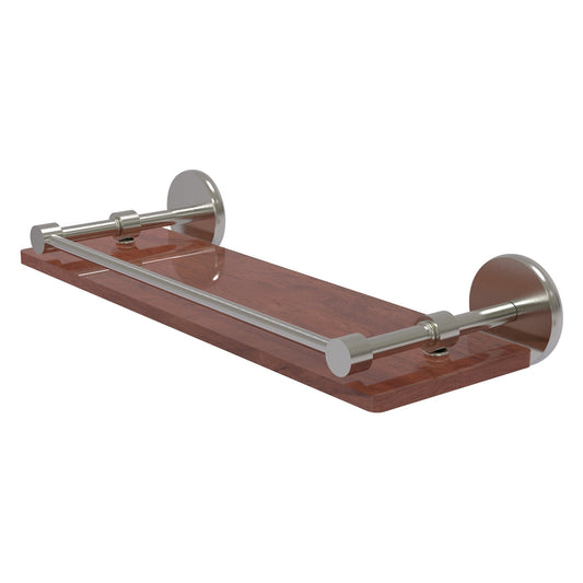 Allied Brass Prestige Skyline 16" x 5" Satin Nickel Solid Brass Solid IPE Ironwood Shelf With Gallery Rail