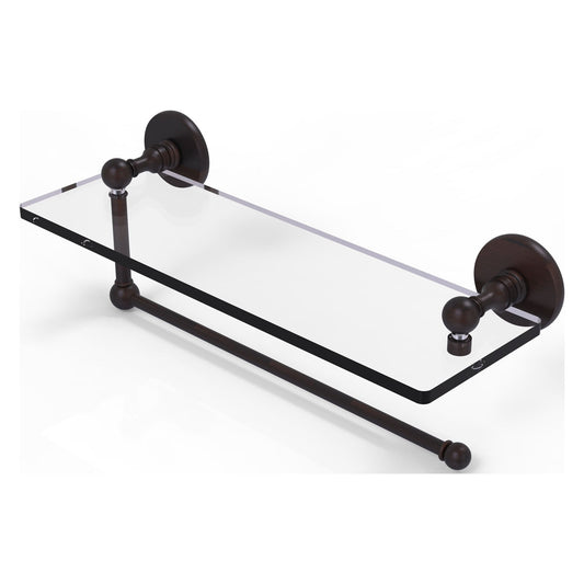 Allied Brass Prestige Skyline 16" x 5" Venetian Bronze Solid Brass Paper Towel Holder With 16" Glass Shelf
