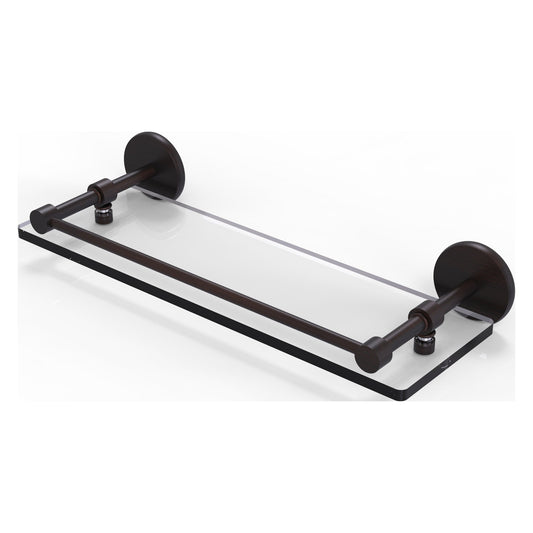Allied Brass Prestige Skyline 16" x 5" Venetian Bronze Solid Brass Tempered Glass Shelf With Gallery Rail