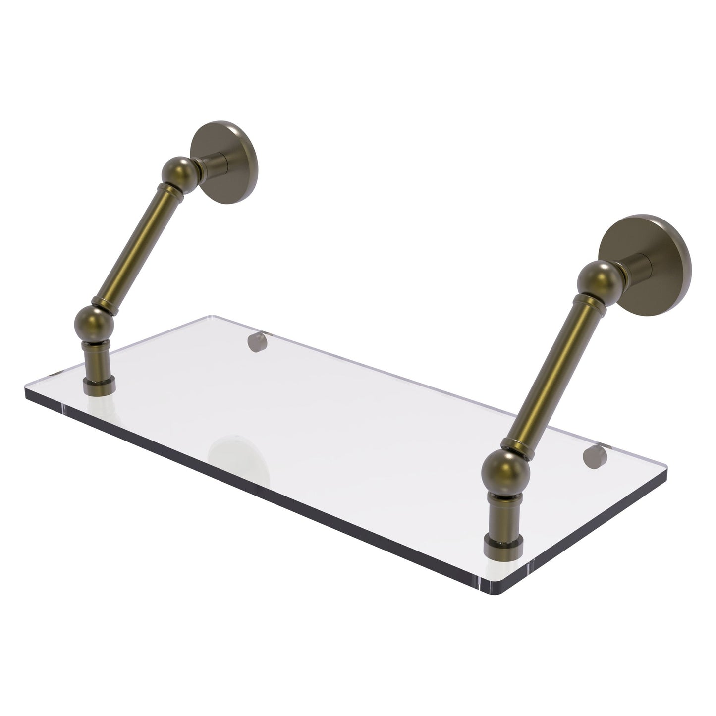 Allied Brass Prestige Skyline 18" x 8" Antique Brass Solid Brass Floating Glass Shelf