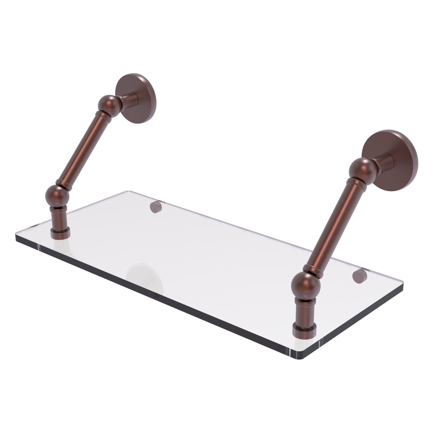 Allied Brass Prestige Skyline 18" x 8" Antique Copper Solid Brass Floating Glass Shelf