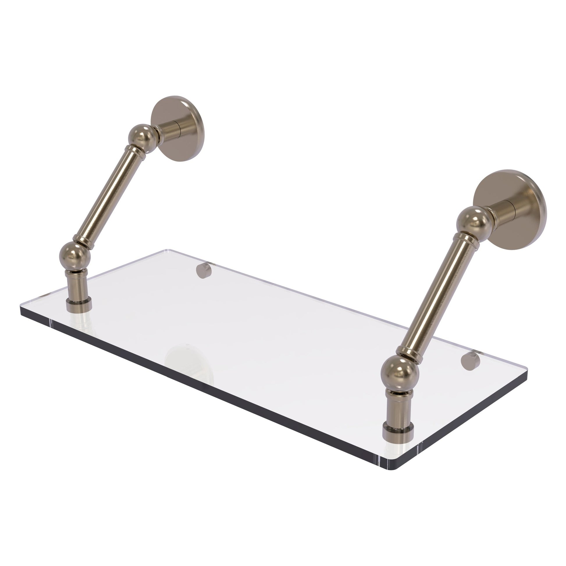 Allied Brass Prestige Skyline 18" x 8" Antique Pewter Solid Brass Floating Glass Shelf