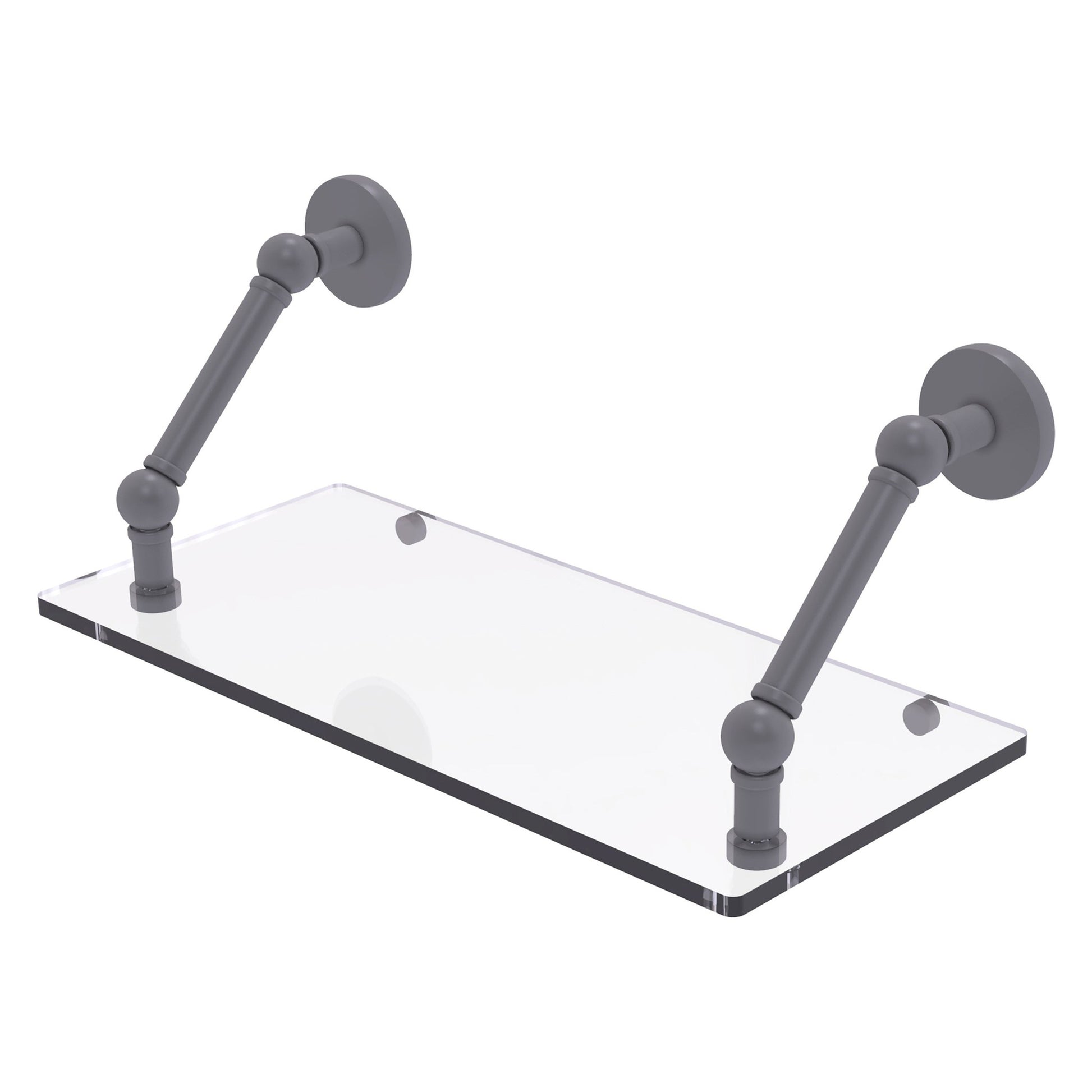 Allied Brass Prestige Skyline 18" x 8" Matte Gray Solid Brass Floating Glass Shelf
