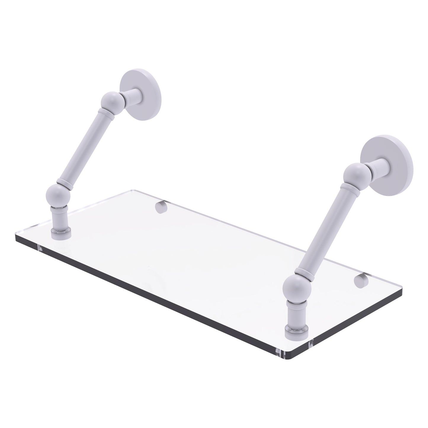Allied Brass Prestige Skyline 18" x 8" Matte White Solid Brass Floating Glass Shelf