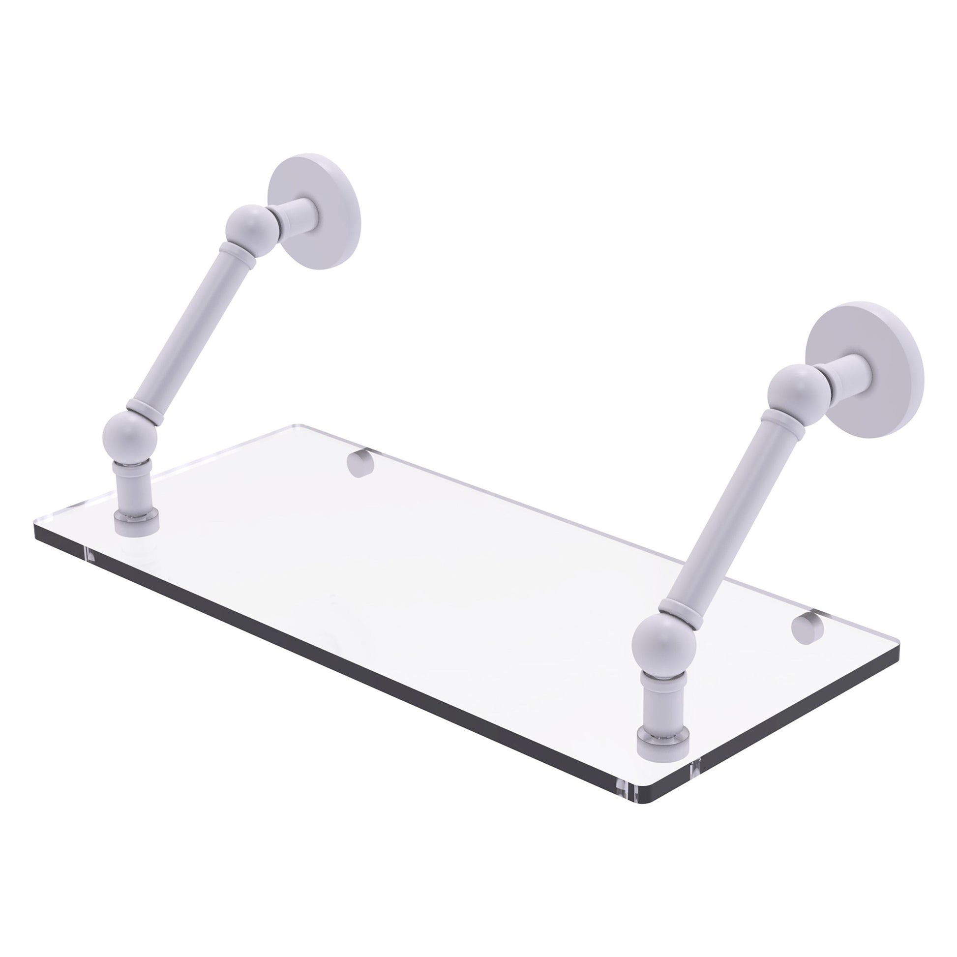 Allied Brass Prestige Skyline 18" x 8" Matte White Solid Brass Floating Glass Shelf