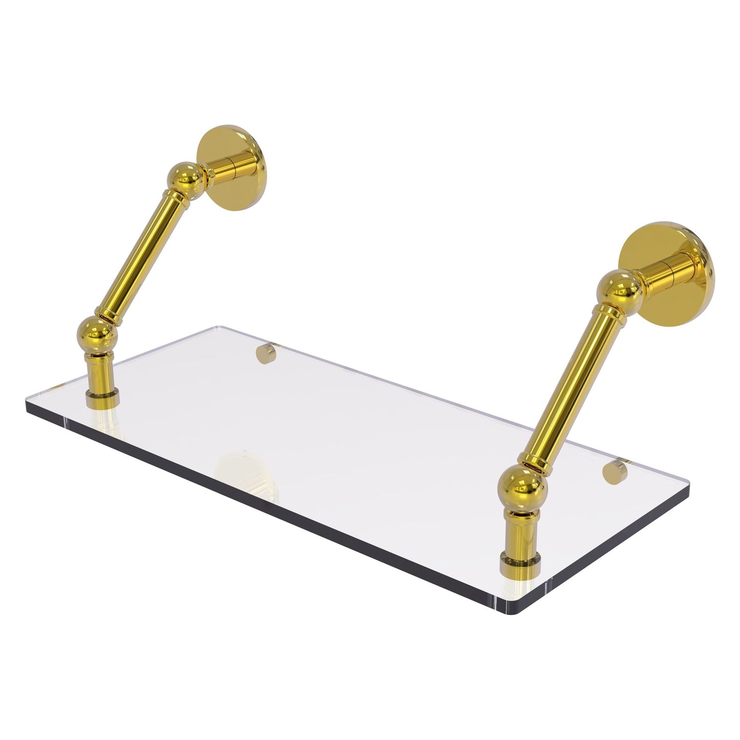 Allied Brass Prestige Skyline 18" x 8" Polished Brass Solid Brass Floating Glass Shelf