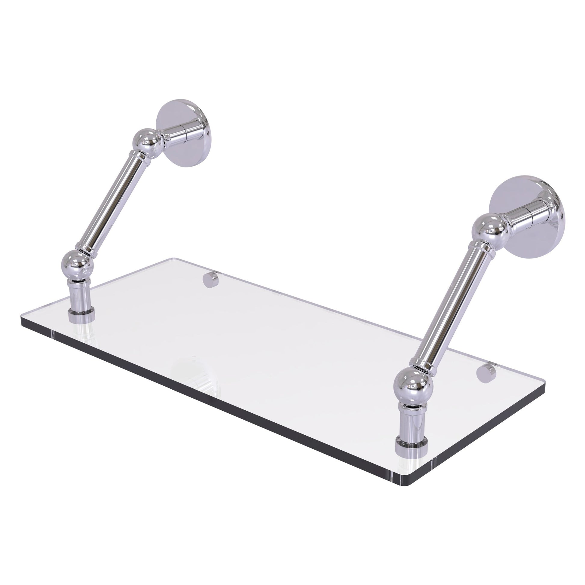 Allied Brass Prestige Skyline 18" x 8" Polished Chrome Solid Brass Floating Glass Shelf