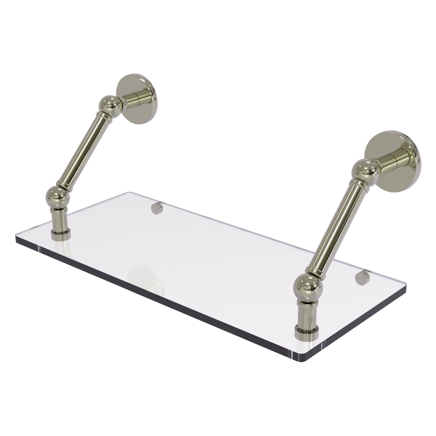 Allied Brass Prestige Skyline 18" x 8" Polished Nickel Solid Brass Floating Glass Shelf