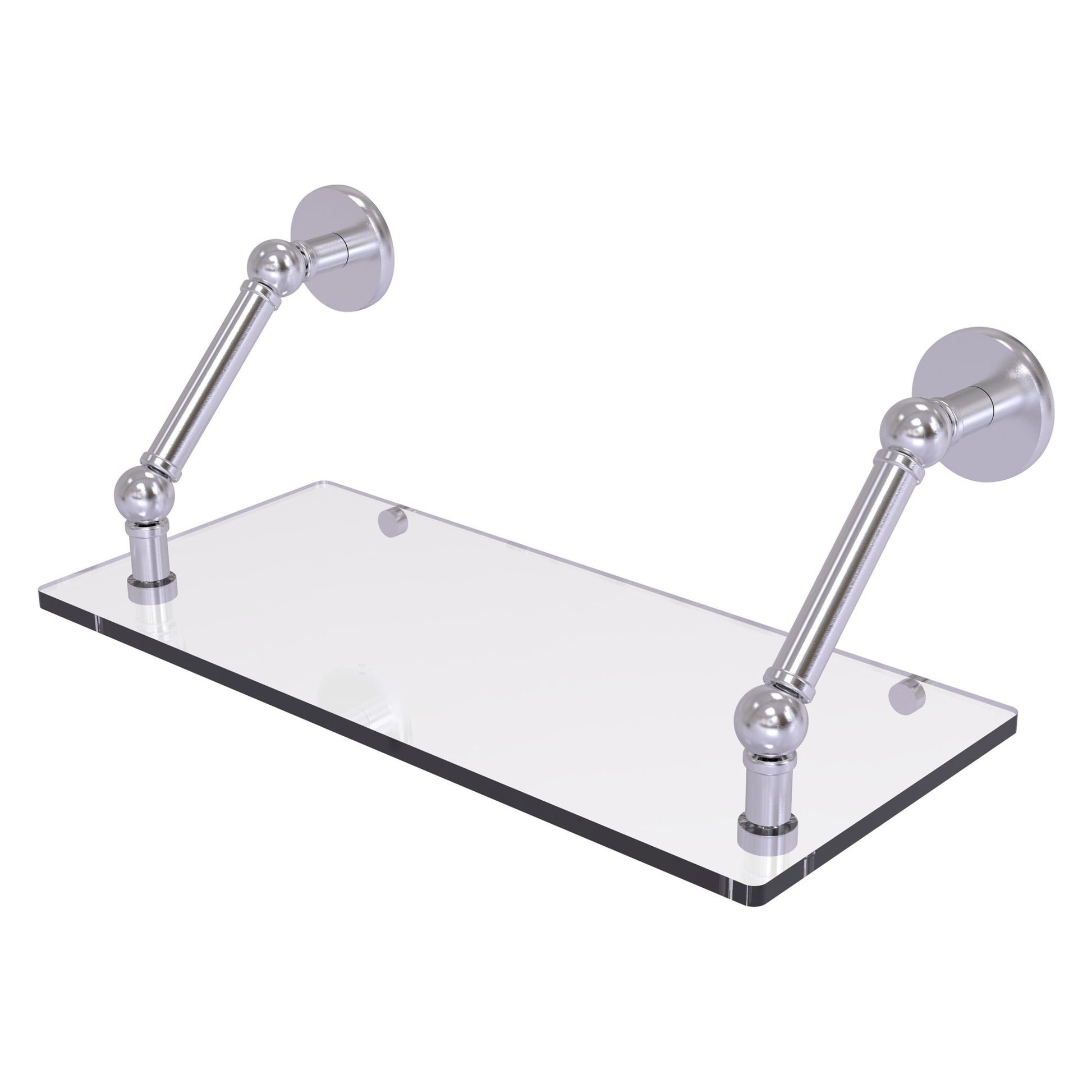 Allied Brass Prestige Skyline 18" x 8" Satin Chrome Solid Brass Floating Glass Shelf