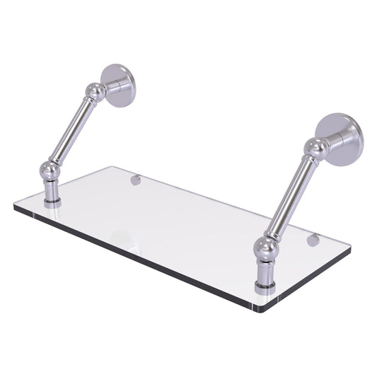 Allied Brass Prestige Skyline 18" x 8" Satin Chrome Solid Brass Floating Glass Shelf