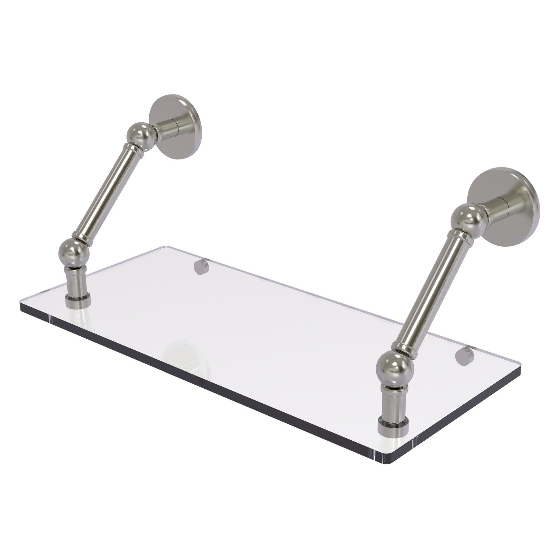 Allied Brass Prestige Skyline 18" x 8" Satin Nickel Solid Brass Floating Glass Shelf
