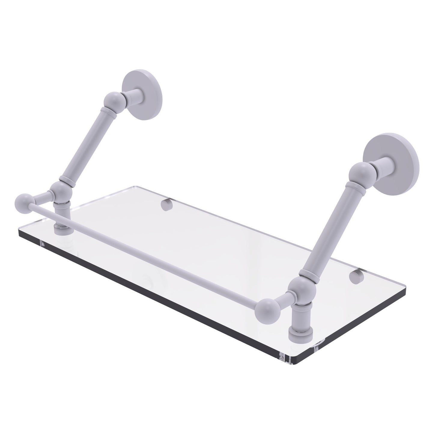Allied Brass Prestige Skyline 18" x 8.6" Matte White Solid Brass Floating Glass Shelf With Gallery Rail