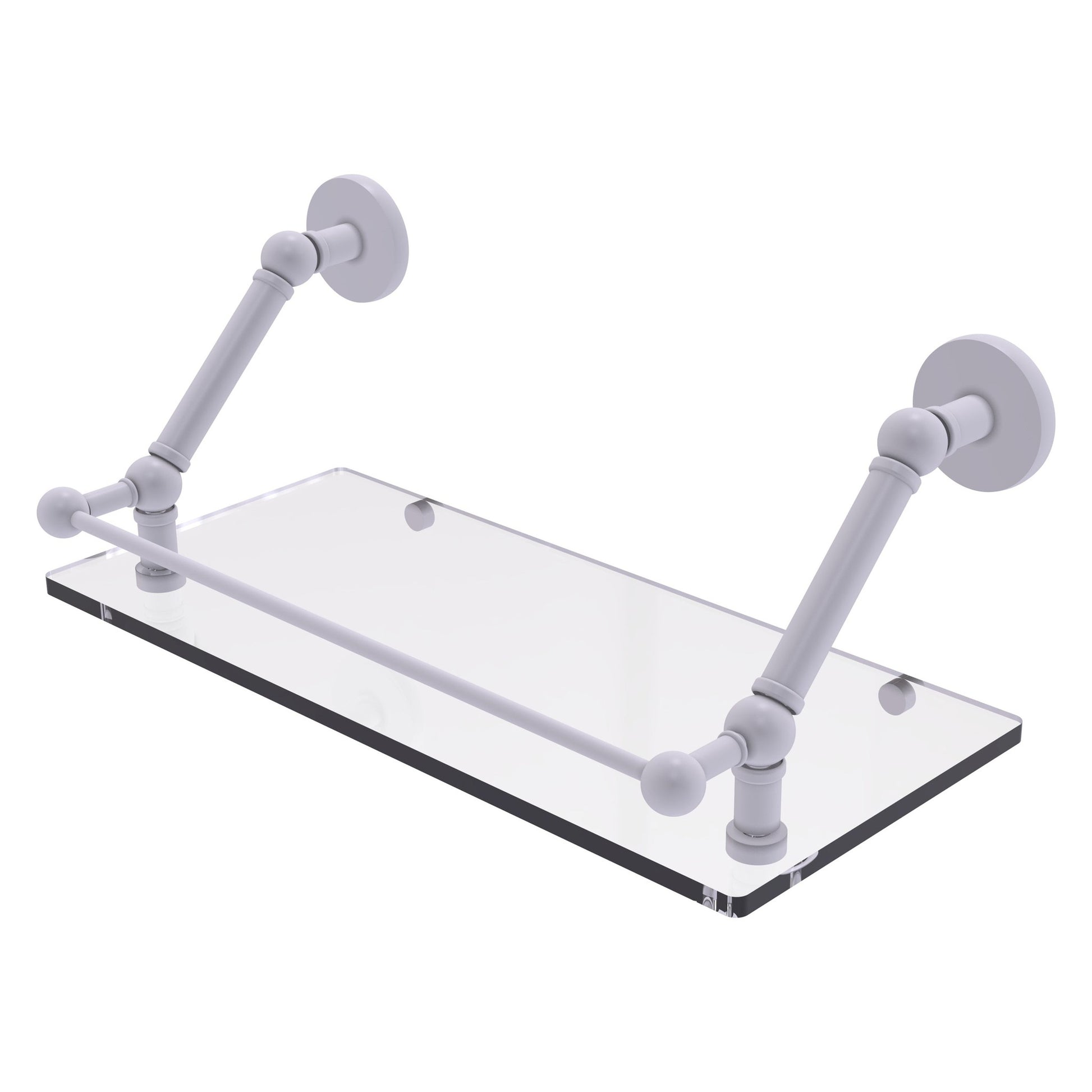 Allied Brass Prestige Skyline 18" x 8.6" Matte White Solid Brass Floating Glass Shelf With Gallery Rail