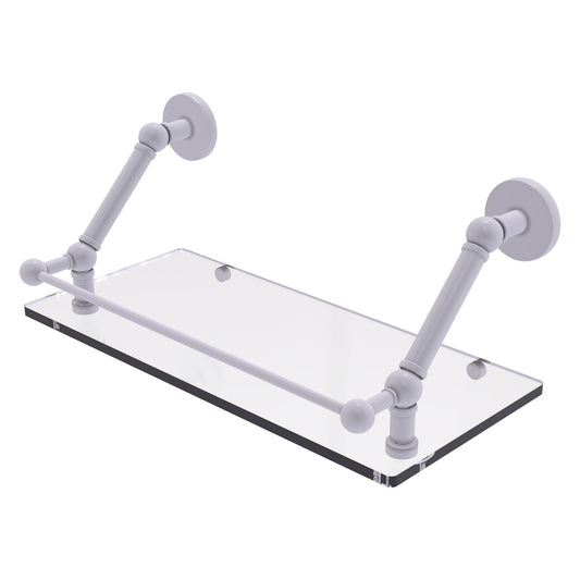 Allied Brass Prestige Skyline 18" x 8.6" Matte White Solid Brass Floating Glass Shelf With Gallery Rail