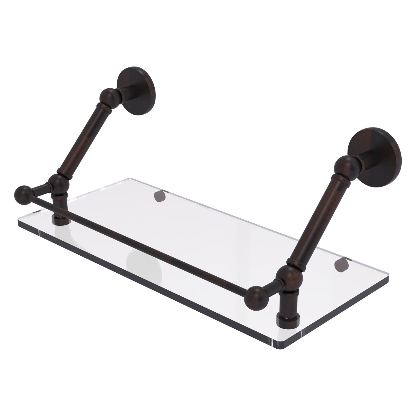 Allied Brass Prestige Skyline 18" x 8.6" Venetian Bronze Solid Brass Floating Glass Shelf With Gallery Rail