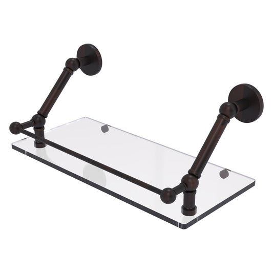 Allied Brass Prestige Skyline 18" x 8.6" Venetian Bronze Solid Brass Floating Glass Shelf With Gallery Rail
