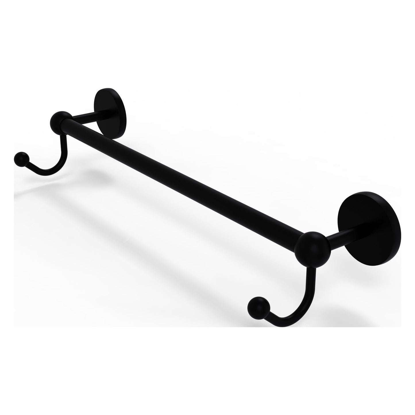 Allied Brass Prestige Skyline 20.25" x 5.7" Matte Black Solid Brass Towel Bar With Integrated Hooks
