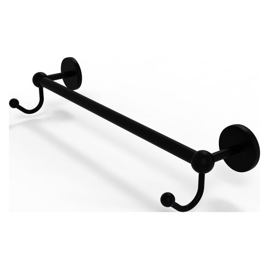Allied Brass Prestige Skyline 20.25" x 5.7" Matte Black Solid Brass Towel Bar With Integrated Hooks