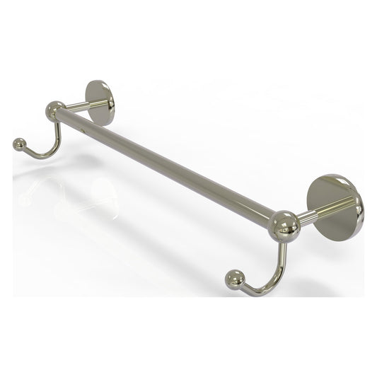 Allied Brass Prestige Skyline 20.25" x 5.7" Polished Nickel Solid Brass Towel Bar With Integrated Hooks