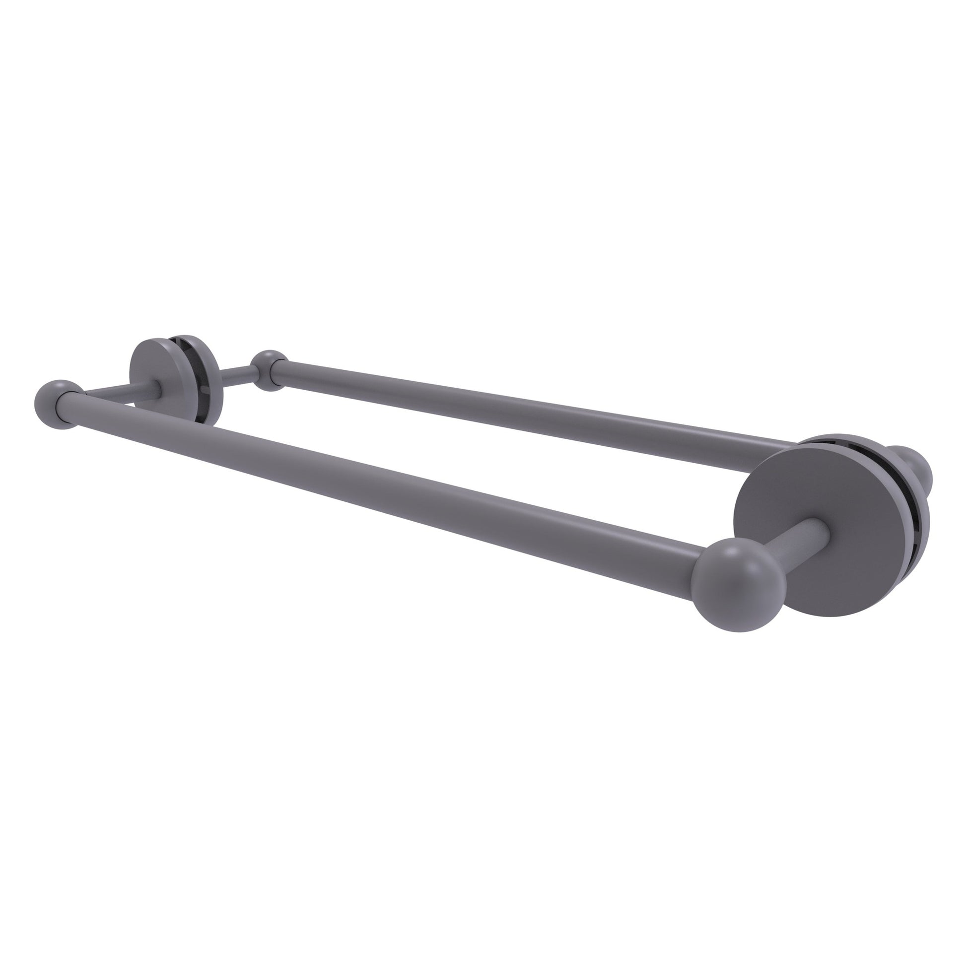 Allied Brass Prestige Skyline 20.7" x 7.2" Matte Gray Solid Brass Back-to-Back Shower Door and Towel Bar