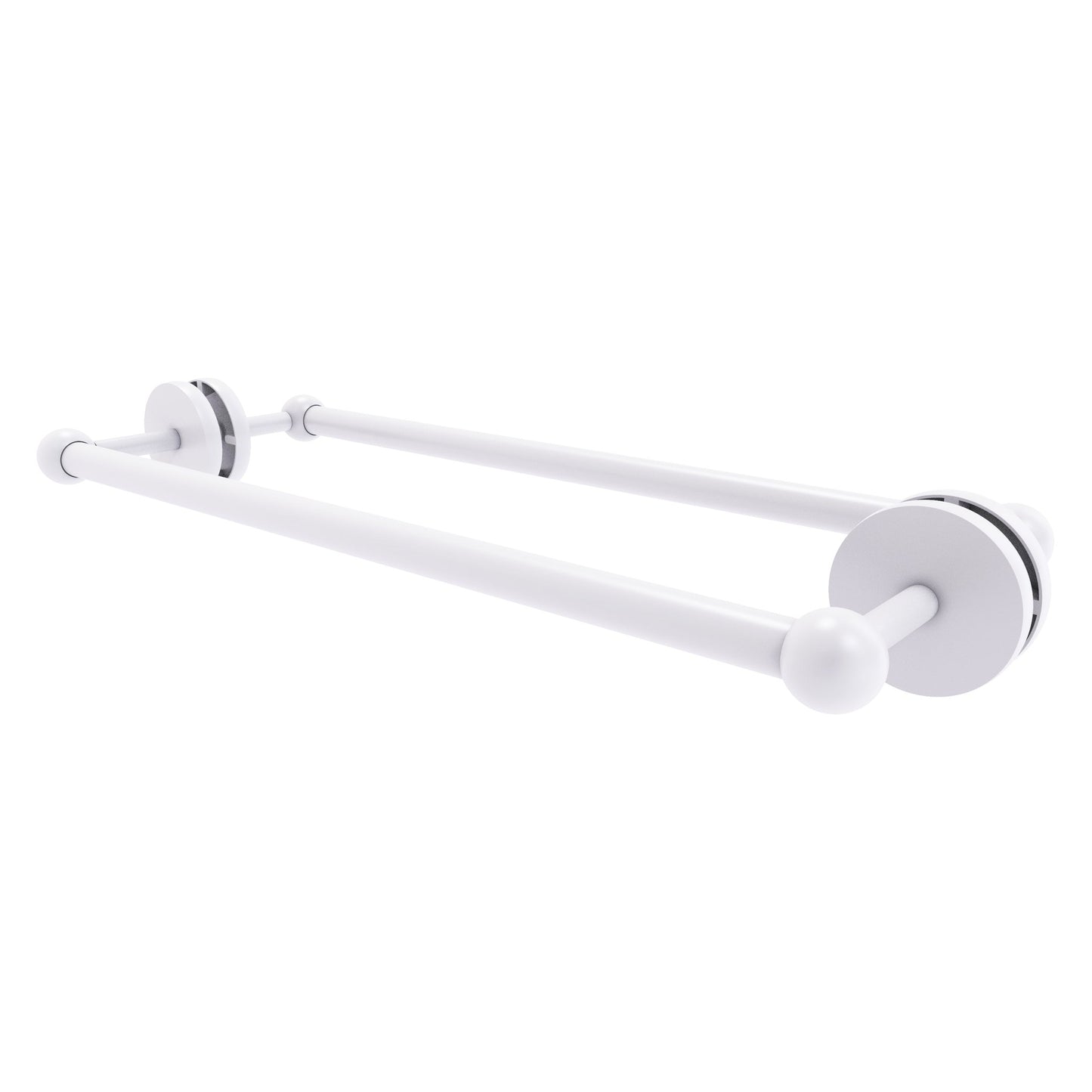 Allied Brass Prestige Skyline 20.7" x 7.2" Matte White Solid Brass Back-to-Back Shower Door and Towel Bar
