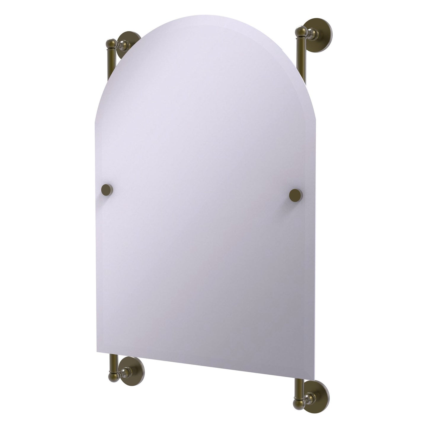 Allied Brass Prestige Skyline 21" x 3.8" Antique Brass Solid Brass Arched Top Frameless Rail Mounted Mirror