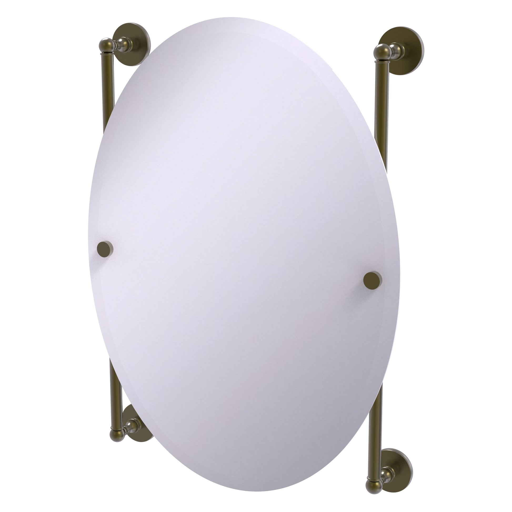 Allied Brass Prestige Skyline 21" x 3.8" Antique Brass Solid Brass Oval Frameless Rail Mounted Mirror