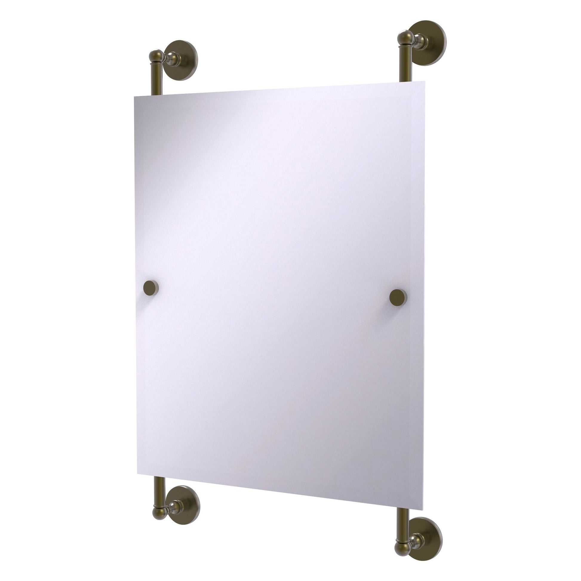 Allied Brass Prestige Skyline 21" x 3.8" Antique Brass Solid Brass Rectangular Frameless Rail Mounted Mirror