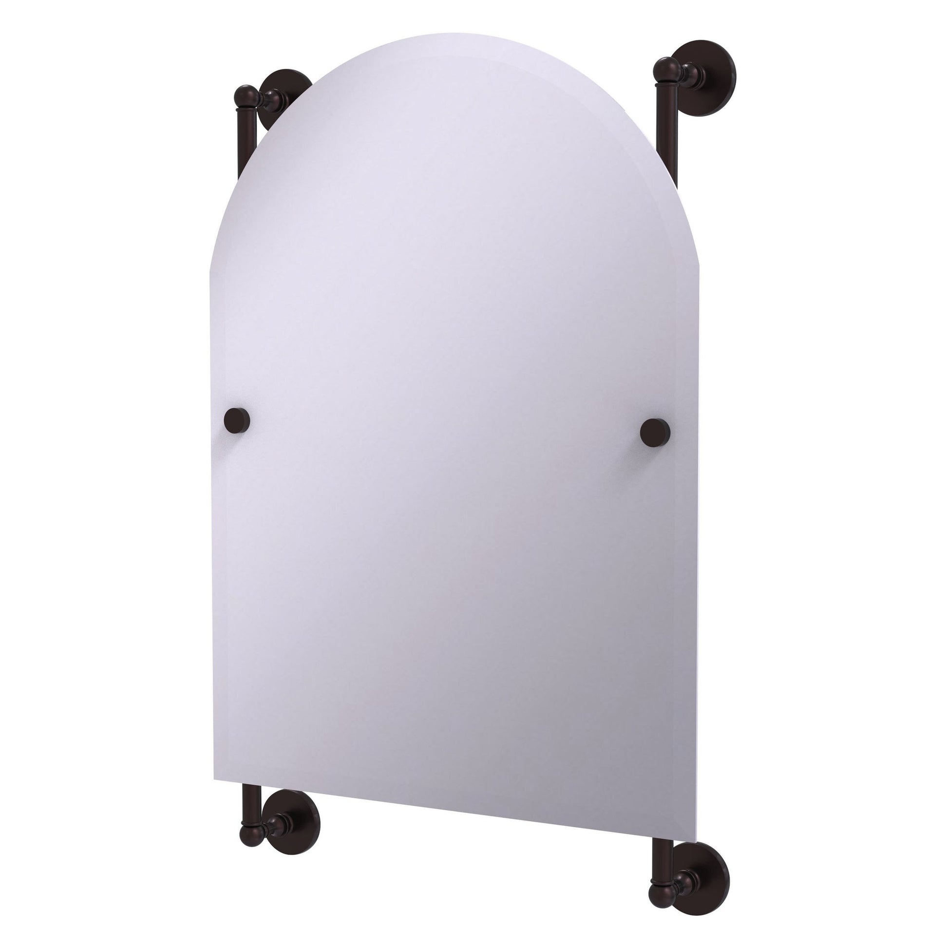 Allied Brass Prestige Skyline 21" x 3.8" Antique Bronze Solid Brass Arched Top Frameless Rail Mounted Mirror
