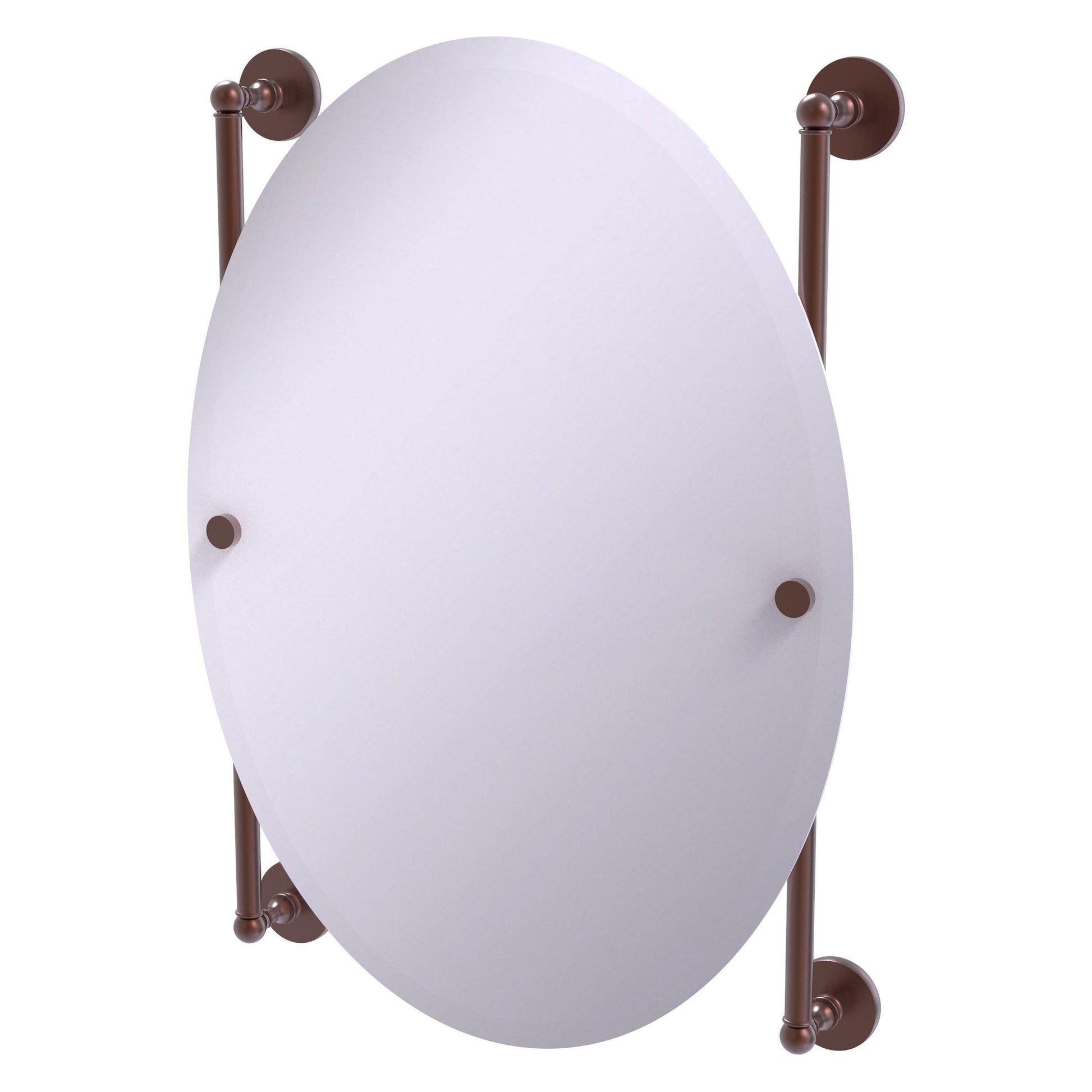 Allied Brass Prestige Skyline 21" x 3.8" Antique Copper Solid Brass Oval Frameless Rail Mounted Mirror