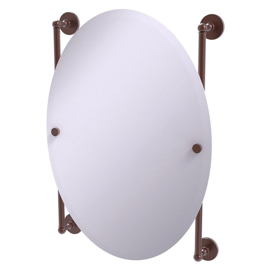 Allied Brass Prestige Skyline 21" x 3.8" Antique Copper Solid Brass Oval Frameless Rail Mounted Mirror