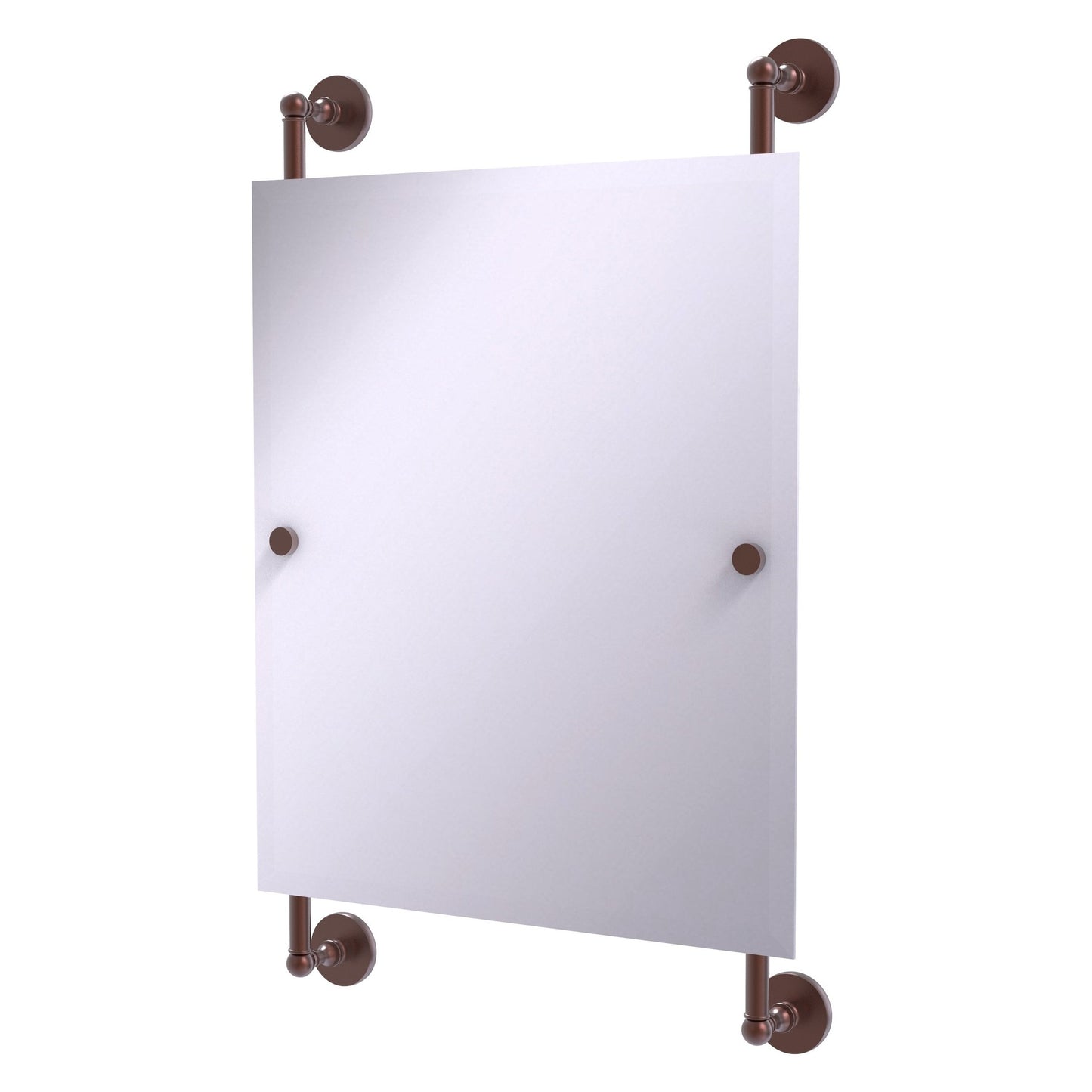 Allied Brass Prestige Skyline 21" x 3.8" Antique Copper Solid Brass Rectangular Frameless Rail Mounted Mirror