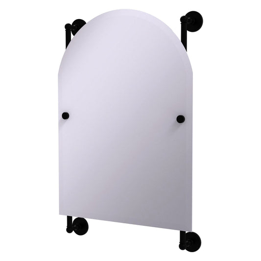 Allied Brass Prestige Skyline 21" x 3.8" Matte Black Solid Brass Arched Top Frameless Rail Mounted Mirror