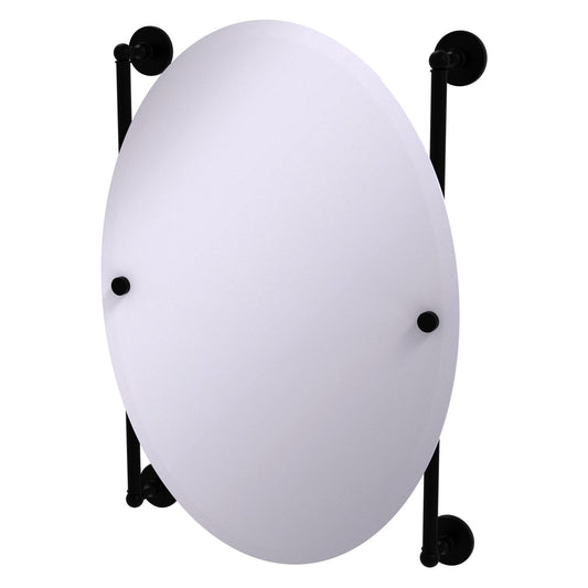 Allied Brass Prestige Skyline 21" x 3.8" Matte Black Solid Brass Oval Frameless Rail Mounted Mirror