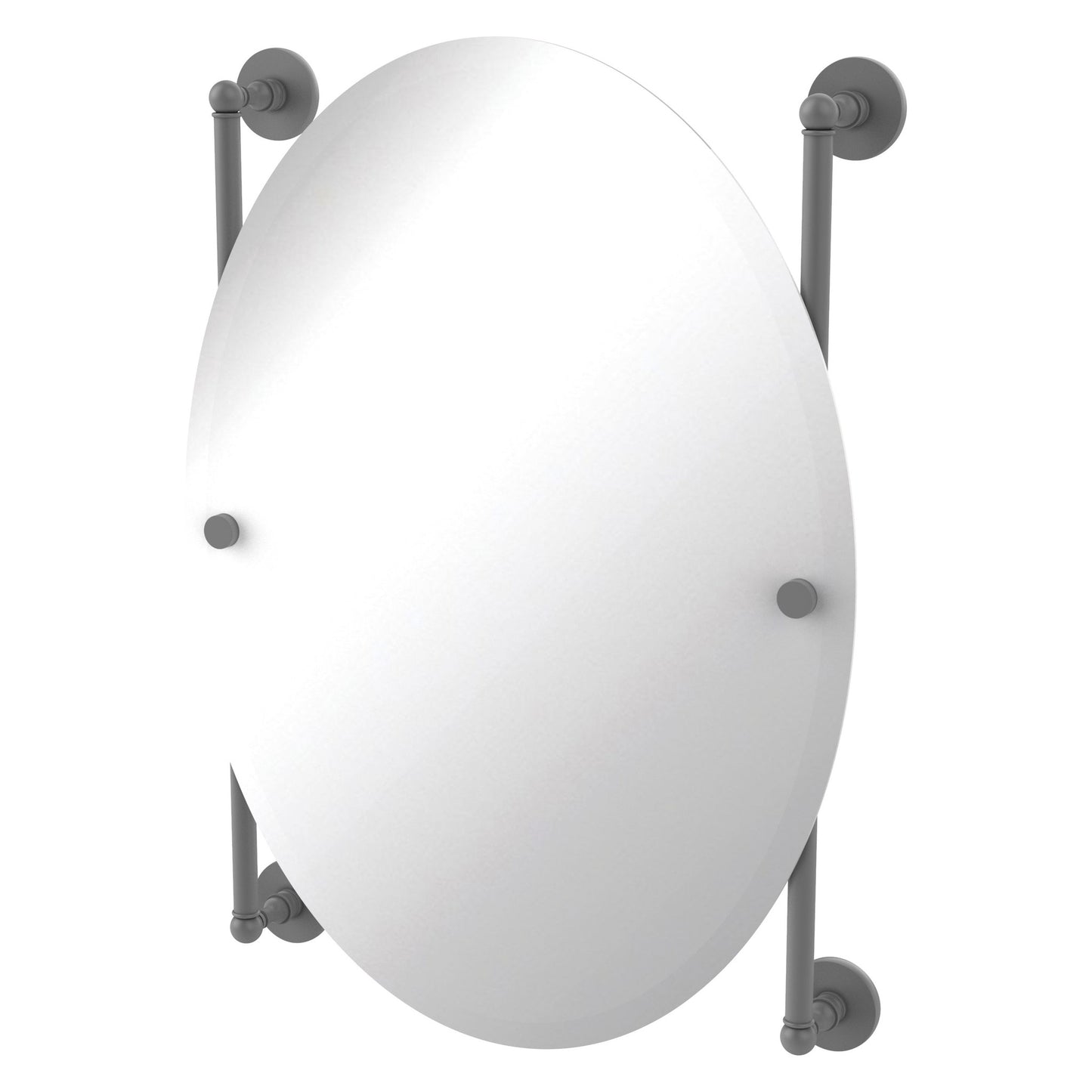 Allied Brass Prestige Skyline 21" x 3.8" Matte Gray Solid Brass Oval Frameless Rail Mounted Mirror