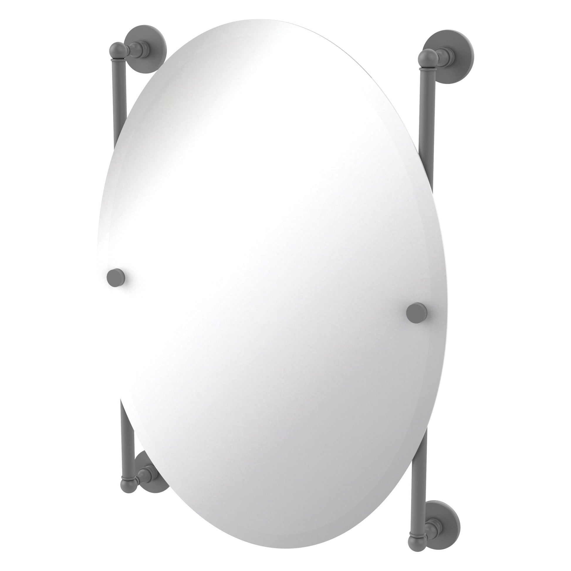 Allied Brass Prestige Skyline 21" x 3.8" Matte Gray Solid Brass Oval Frameless Rail Mounted Mirror