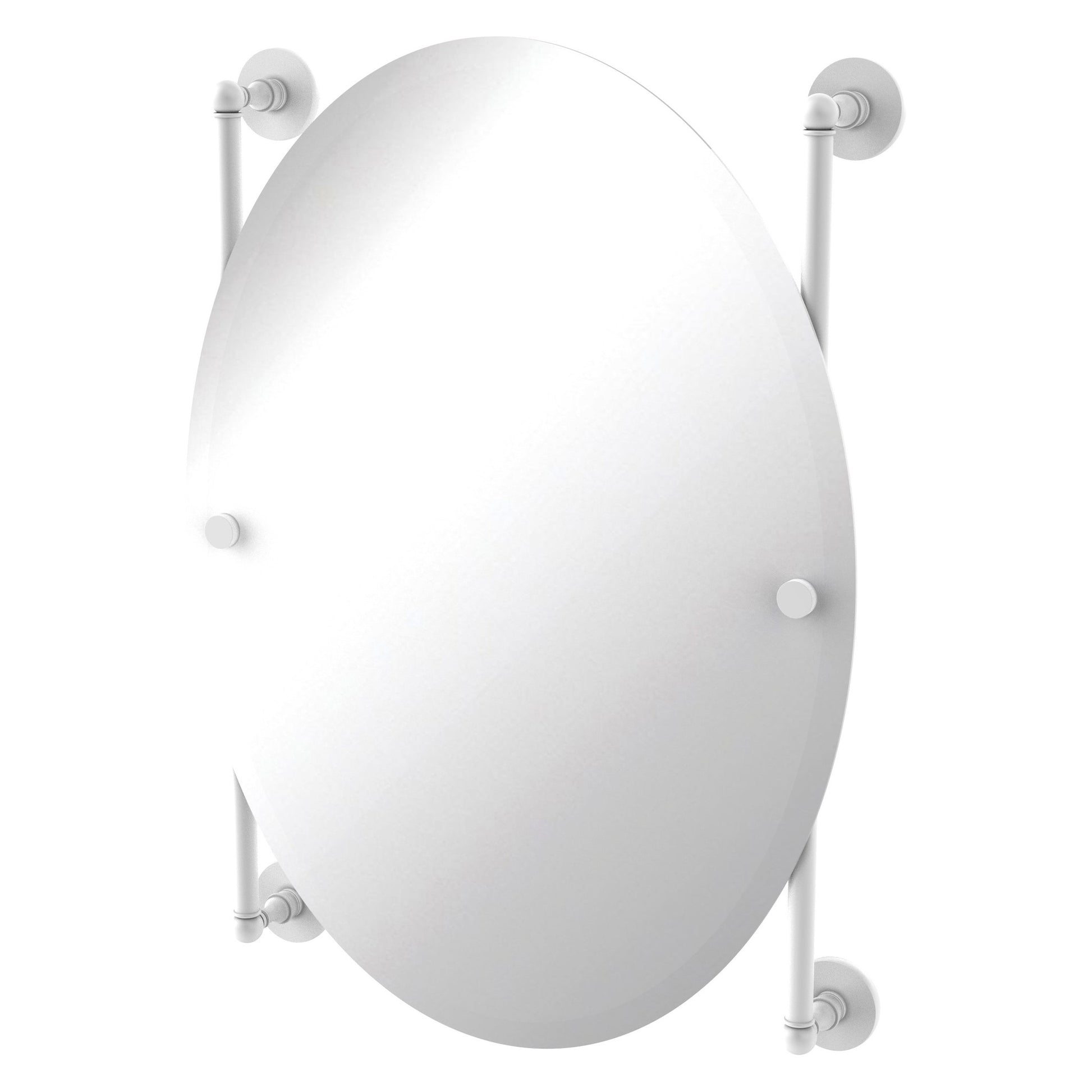 Allied Brass Prestige Skyline 21" x 3.8" Matte White Solid Brass Oval Frameless Rail Mounted Mirror