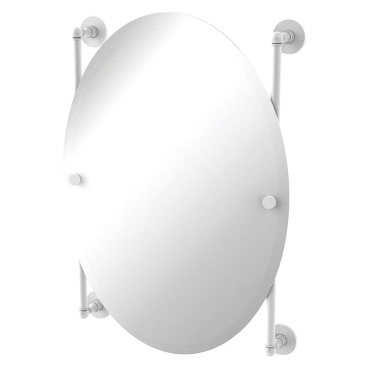 Allied Brass Prestige Skyline 21" x 3.8" Matte White Solid Brass Oval Frameless Rail Mounted Mirror