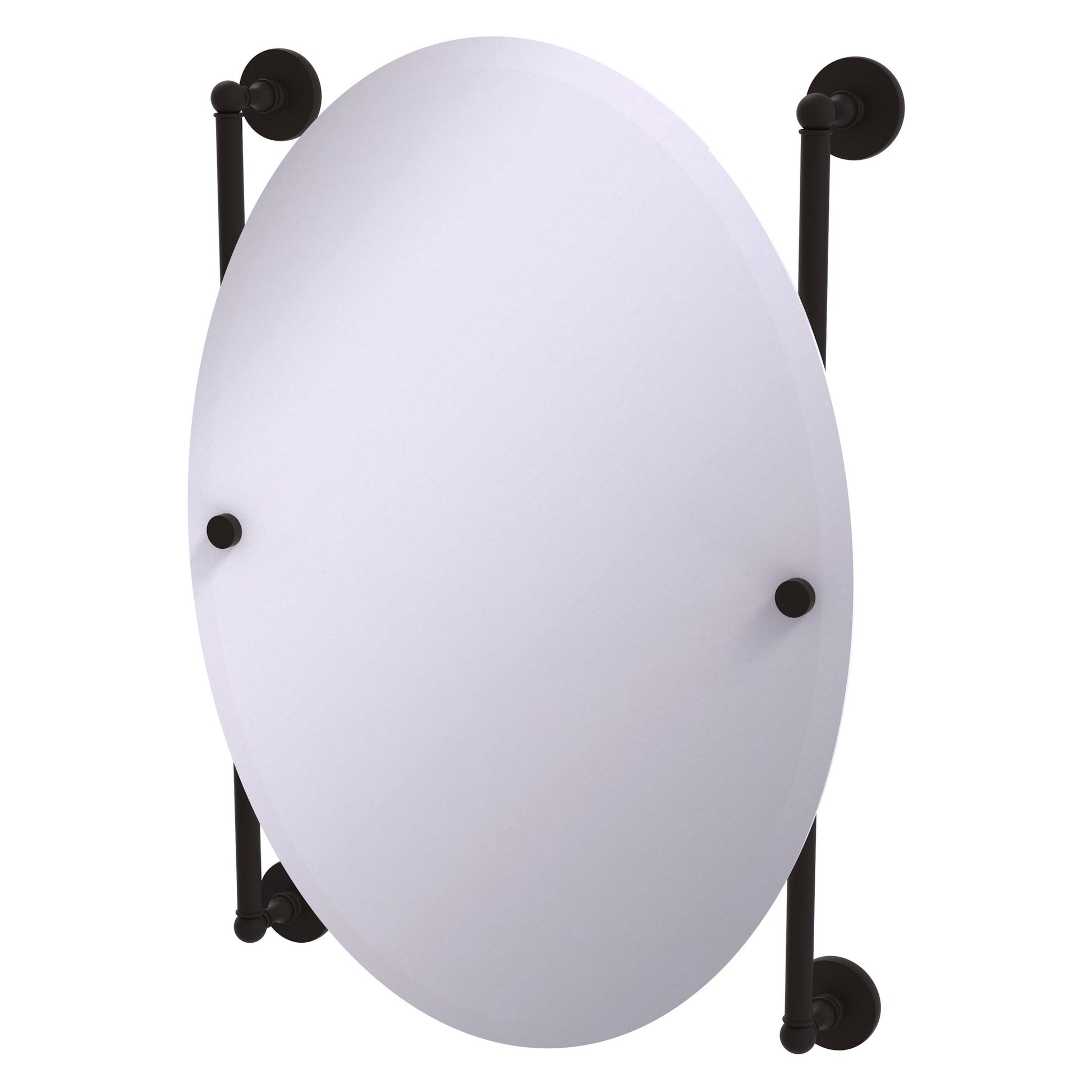 Allied Brass Prestige Skyline 21" x 3.8" Oil Rubbed Bronze Solid Brass Oval Frameless Rail Mounted Mirror