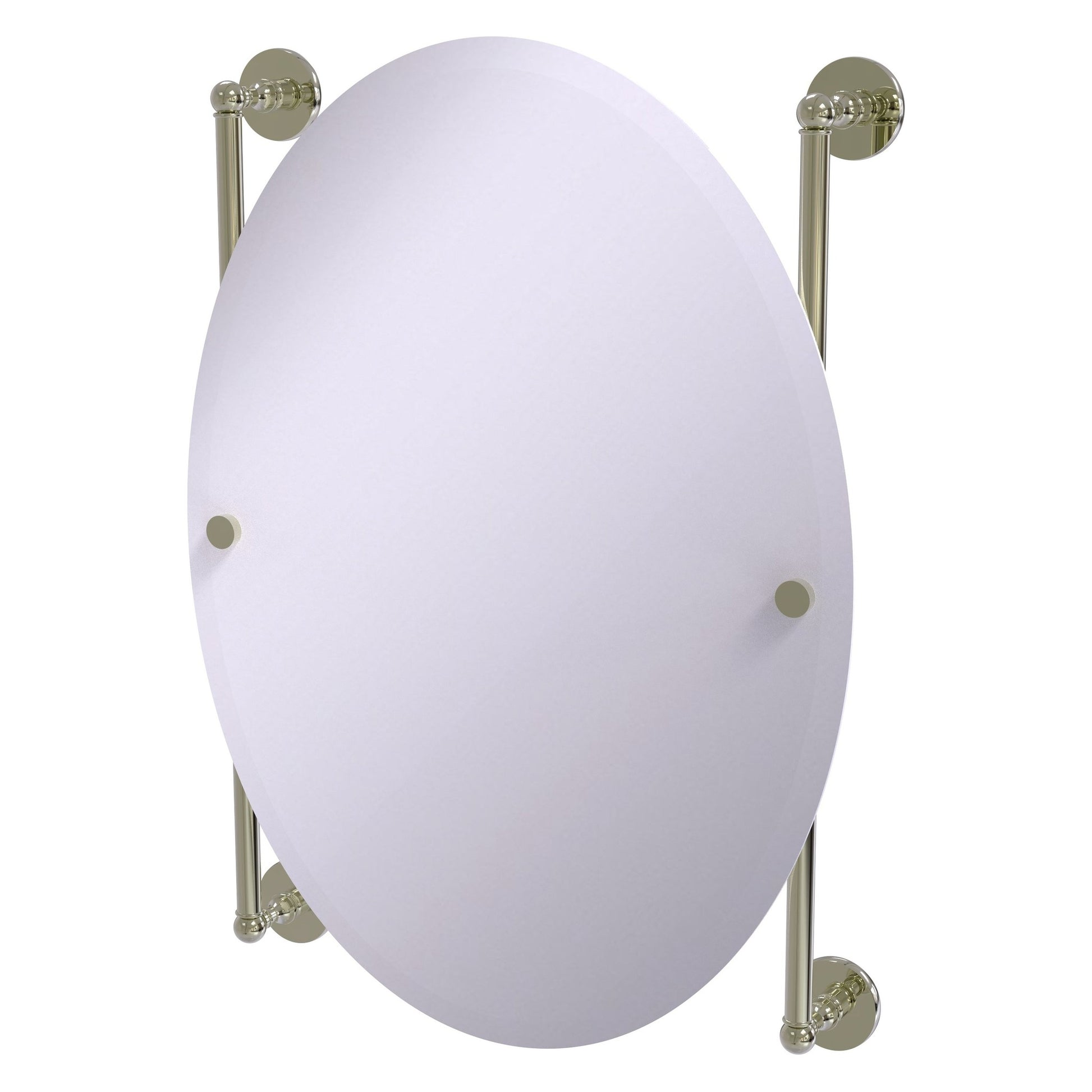 Allied Brass Prestige Skyline 21" x 3.8" Polished Nickel Solid Brass Oval Frameless Rail Mounted Mirror