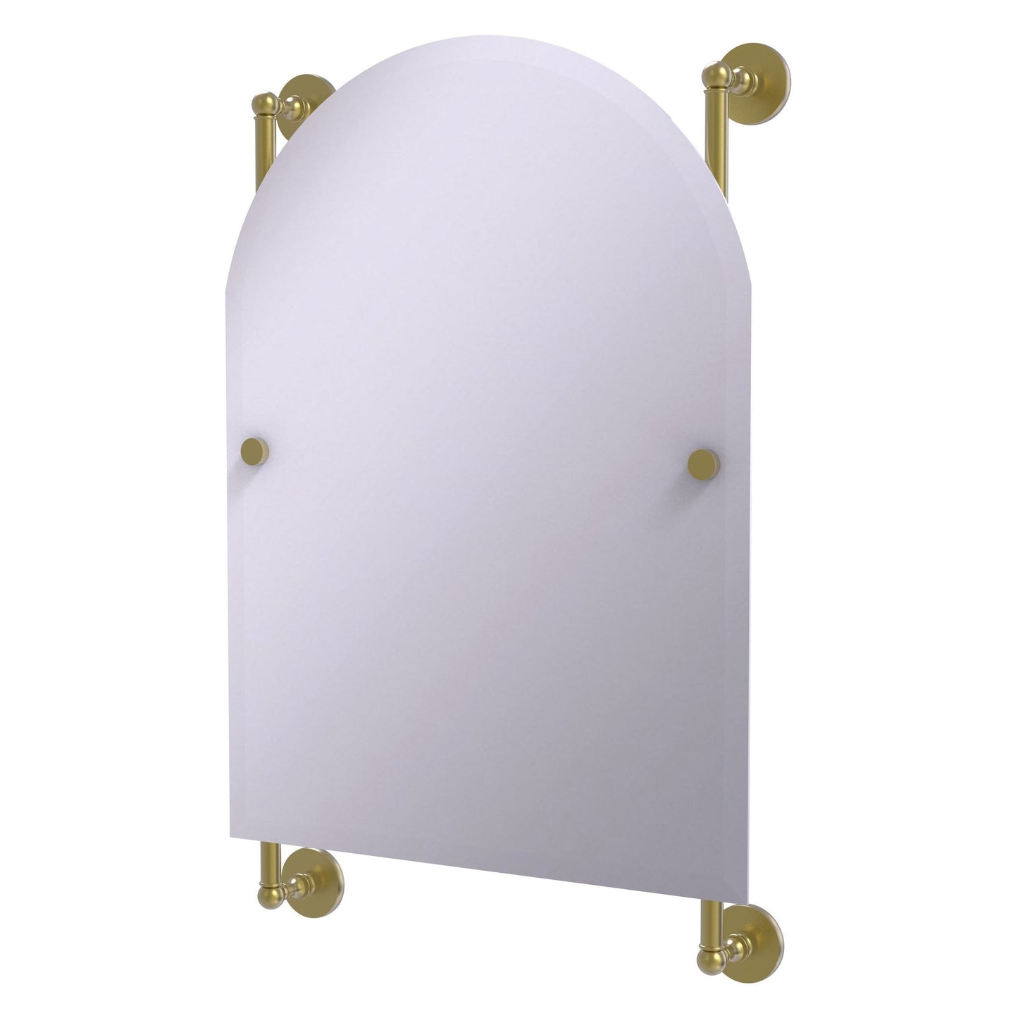 Allied Brass Prestige Skyline 21" x 3.8" Satin Brass Solid Brass Arched Top Frameless Rail Mounted Mirror