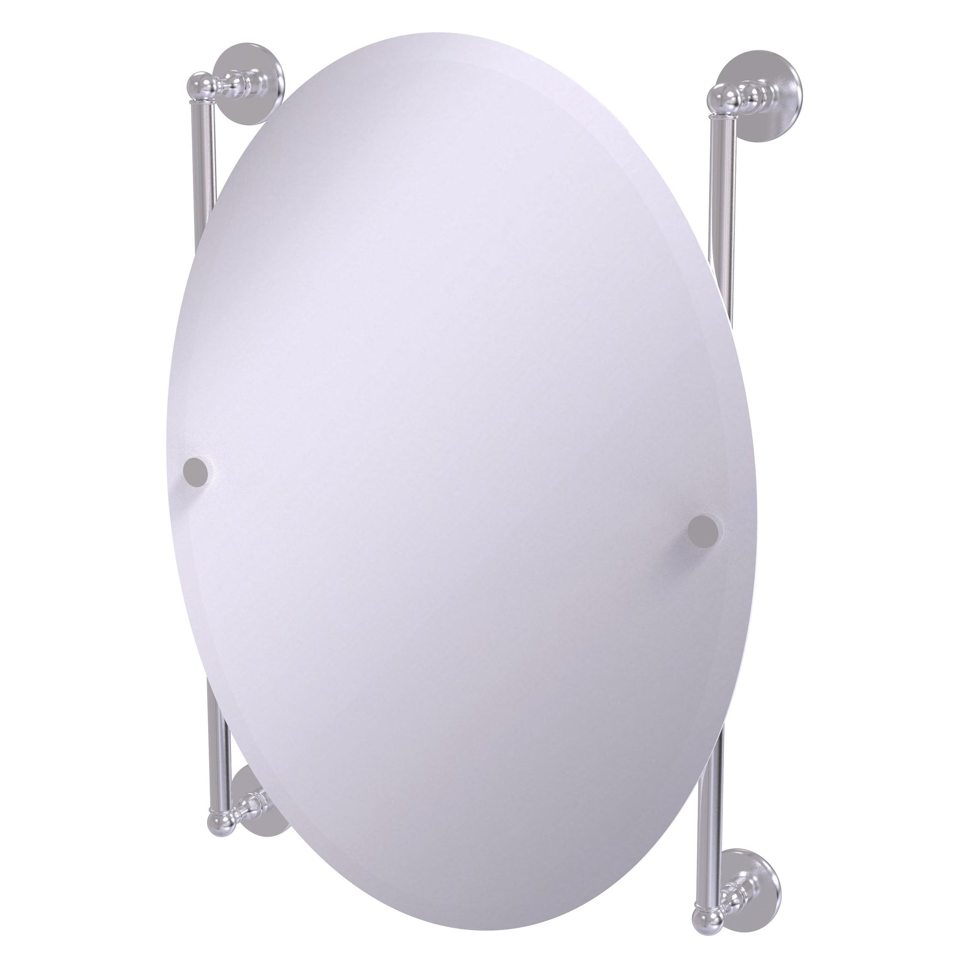 Allied Brass Prestige Skyline 21" x 3.8" Satin Chrome Solid Brass Oval Frameless Rail Mounted Mirror
