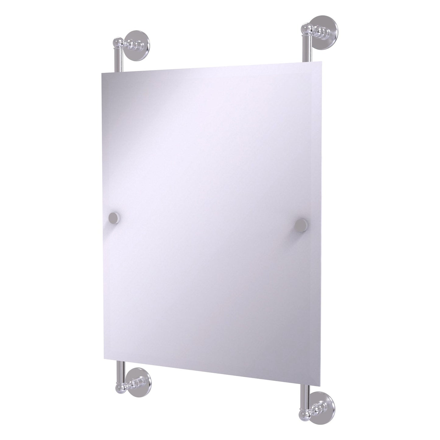 Allied Brass Prestige Skyline 21" x 3.8" Satin Chrome Solid Brass Rectangular Frameless Rail Mounted Mirror