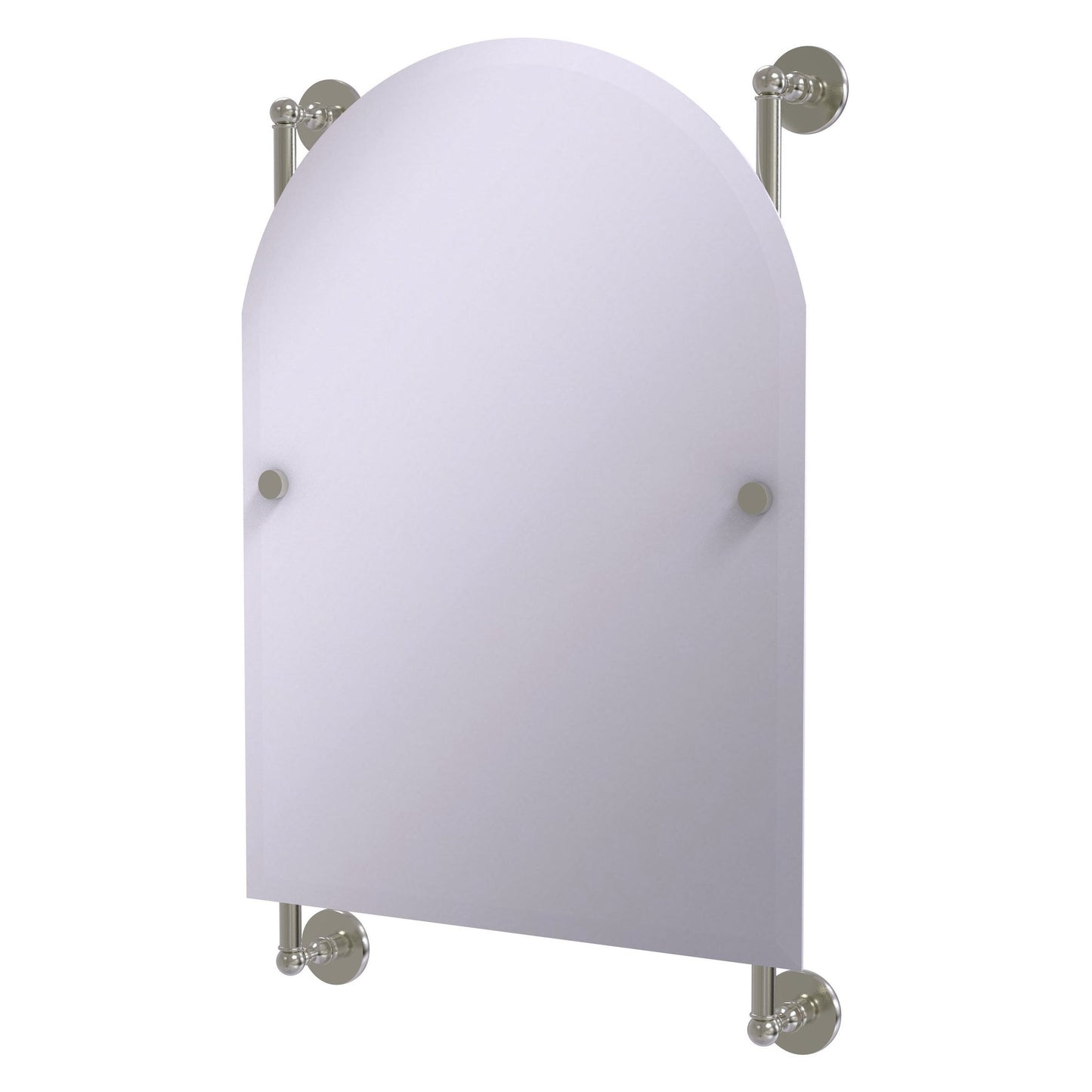Allied Brass Prestige Skyline 21" x 3.8" Satin Nickel Solid Brass Arched Top Frameless Rail Mounted Mirror