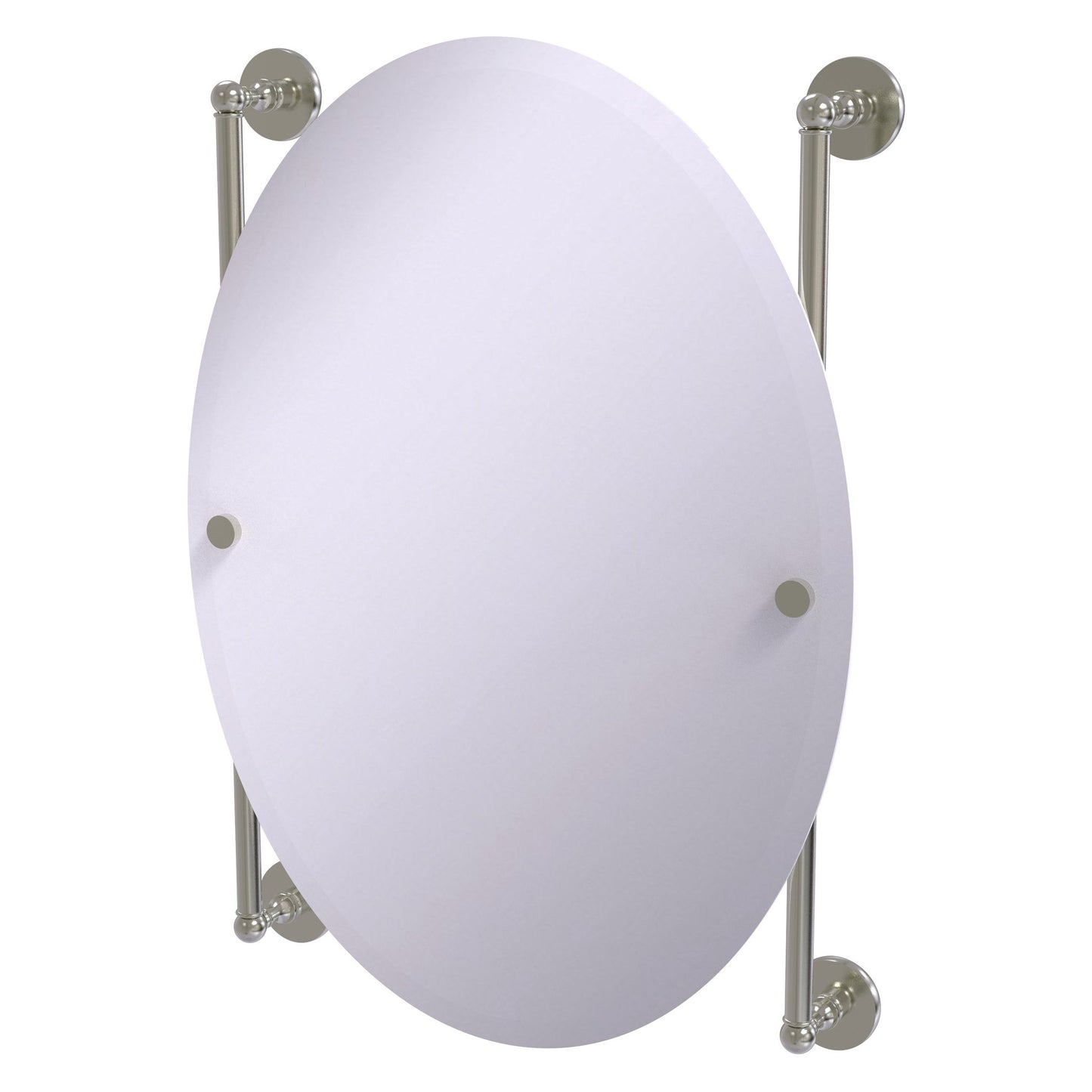 Allied Brass Prestige Skyline 21" x 3.8" Satin Nickel Solid Brass Oval Frameless Rail Mounted Mirror