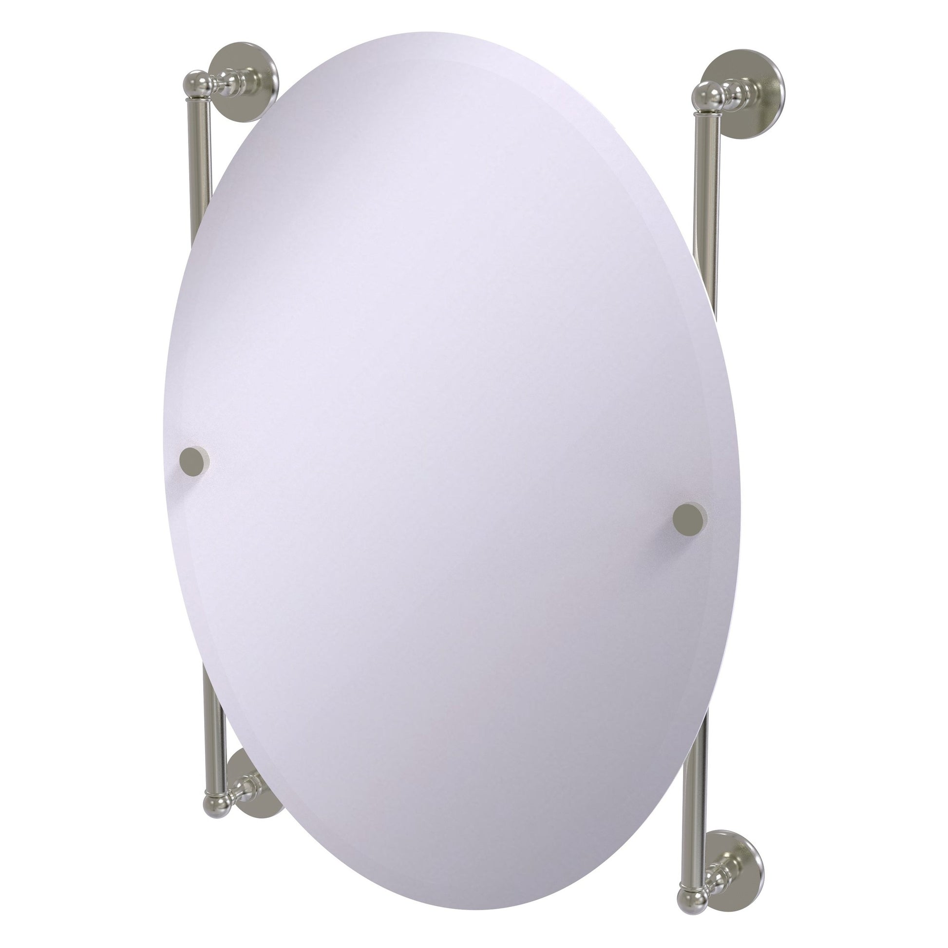 Allied Brass Prestige Skyline 21" x 3.8" Satin Nickel Solid Brass Oval Frameless Rail Mounted Mirror