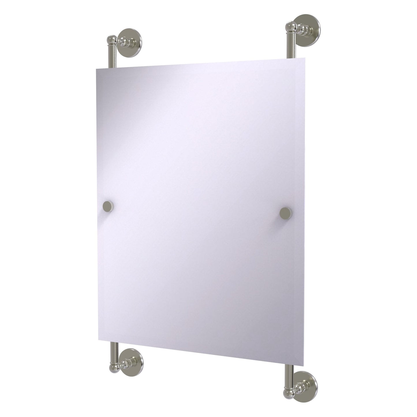 Allied Brass Prestige Skyline 21" x 3.8" Satin Nickel Solid Brass Rectangular Frameless Rail Mounted Mirror