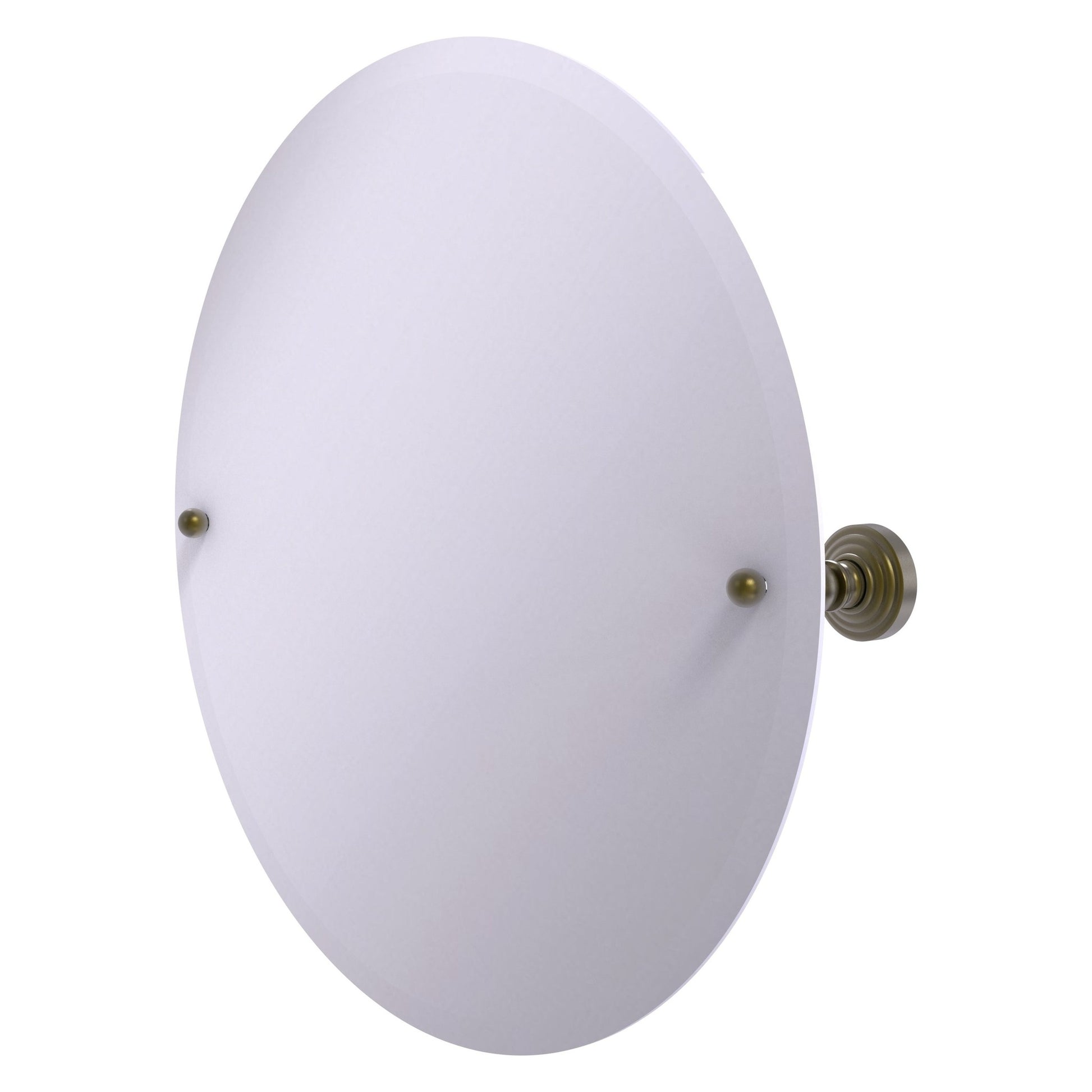 Allied Brass Prestige Skyline 22" x 22" Antique Brass Solid Brass Frameless Round Tilt Mirror With Beveled Edge