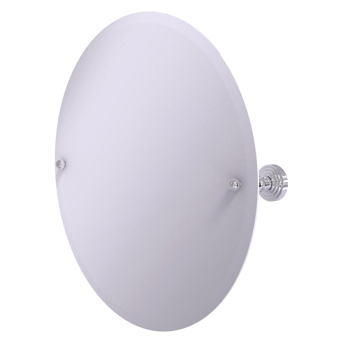 Allied Brass Prestige Skyline 22" x 22" Polished Chrome Solid Brass Frameless Round Tilt Mirror With Beveled Edge