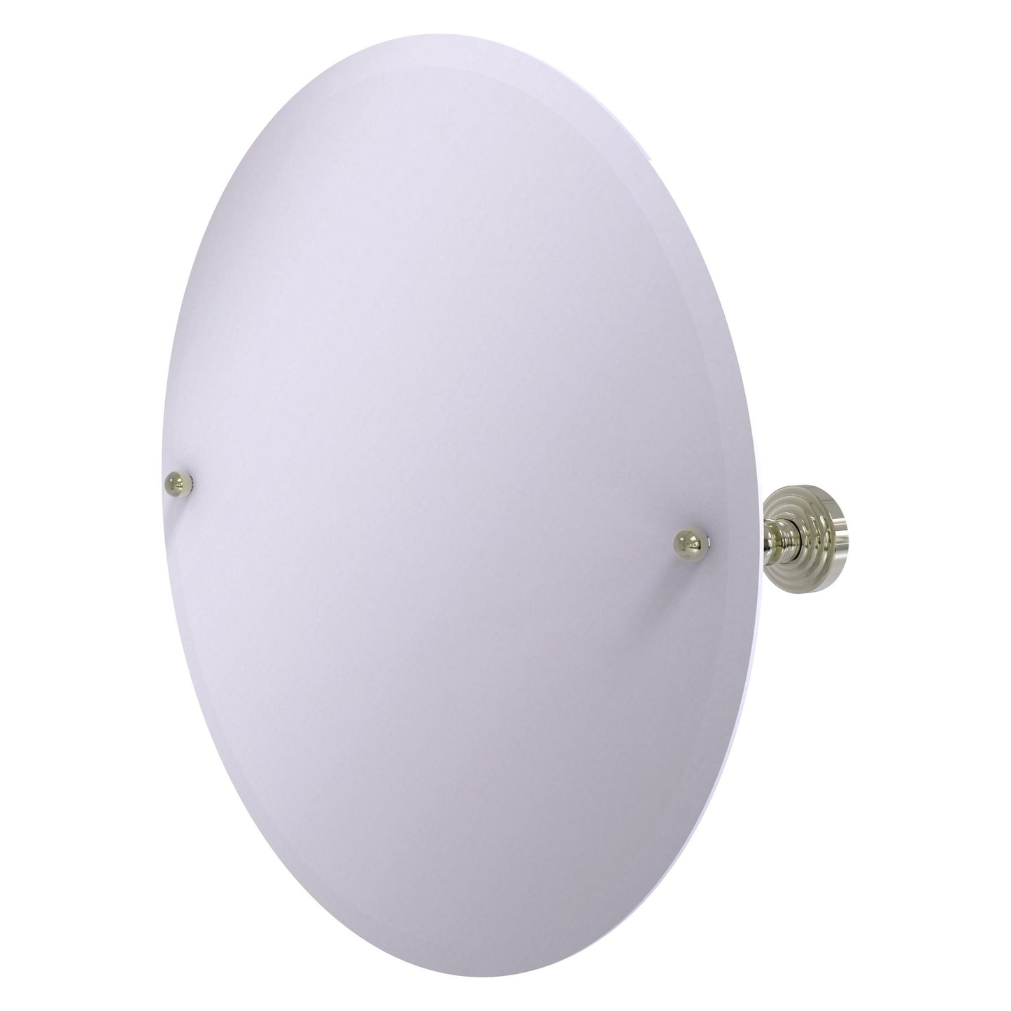 Allied Brass Prestige Skyline 22" x 22" Polished Nickel Solid Brass Frameless Round Tilt Mirror With Beveled Edge